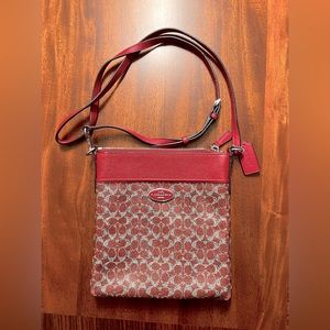 Red leather Coach crossbody bag